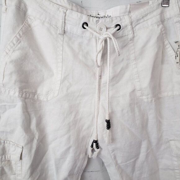 Aeropostale Y2K Cropped Linen Pants Size 9 / 10 White Low Rise NEW Deadstock - Picture 3 of 9